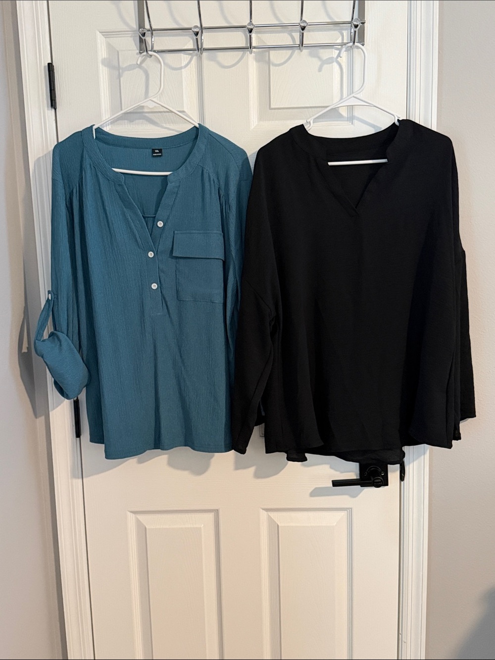 Women’s Teal and Black Blouse Tops